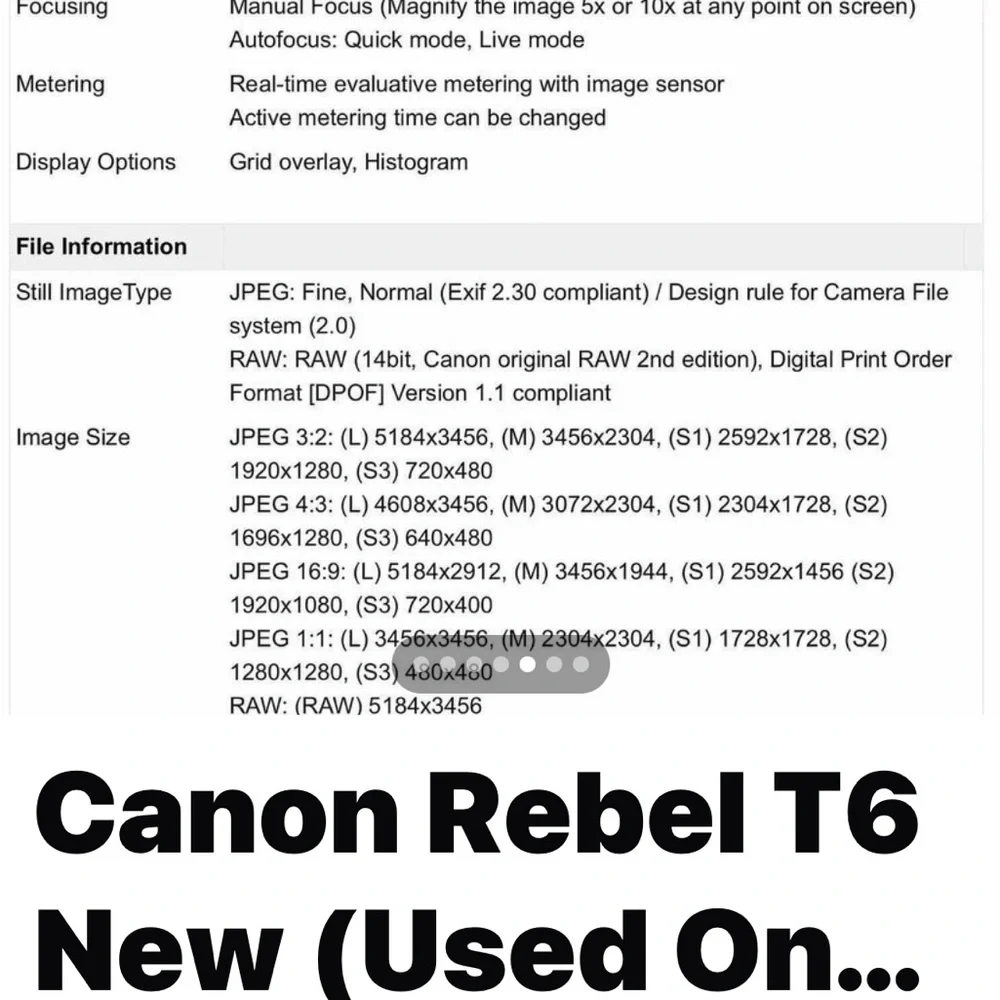 I’m selling my Canon Rebel 6 I used to 2 times still like new